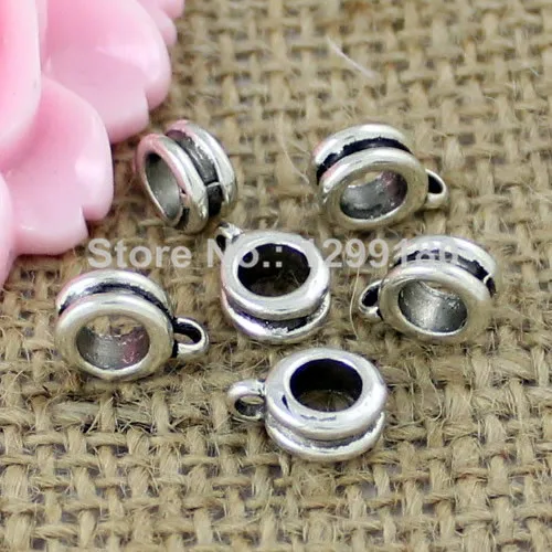 50pcs/lot Zinc Alloy Silver Tone Charm Pendant Bails Cord end For Necklace DIY Jewelry Making Accessories 4x11mm Hole:5mm K01912