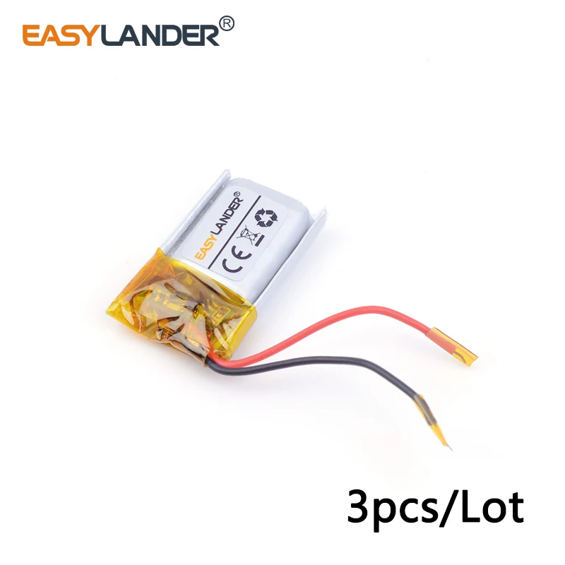 3pcs/Lot 501215 60mAh 3.7V Rechargeable Lithium Li-ion Polymer Battery for Mp3 MP4 MP5 GPS PSP Bluetooth