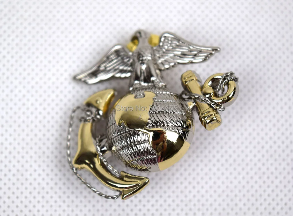 US  officer Dress Cap Badge Pin Marine Corps Insignia BADGE Silver