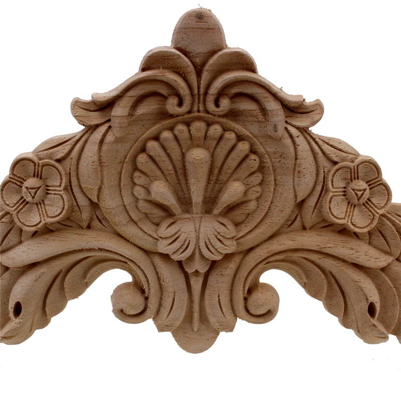 VZLX Vintage Floral Carved Corner Wall Door Cabinet Furniture Decorative Figurines Wood Appliques Home Decor Decoration Maison