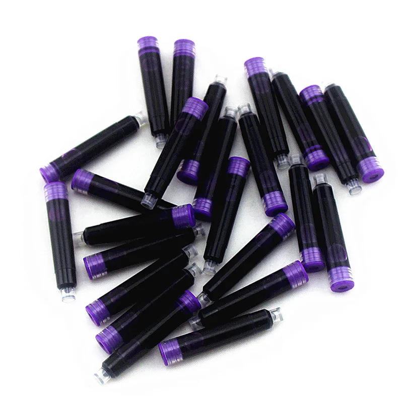 Wholesale 30pcs Disposable purple Fountain Pen Ink Cartridge Refills Length Fountain Pen Ink Cartridge Refills