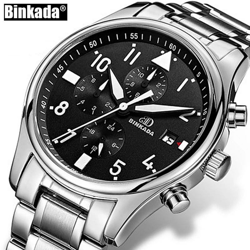 

BINKADA Skeleton Automatic Watch Men Waterproof Flying Tourbillon Mechanical Watches Mens Self Winding Horloges Mannen Dropship