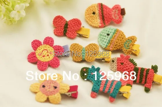 

Free Shipping!2016 New Cute Girls Knitted Animal Hair Clip Kids Hair Accessories Hairclip Wholesale 30pcs/lot Children Hairgrips
