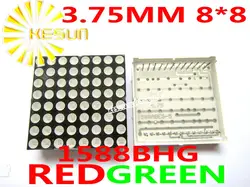 FREE SHIPPING 10PCS x 3.75MM 8X8 Red Green bi-color Common Anode 38*38 LED Dot Matrix Digital Tube Module 1588BHG Display Module
