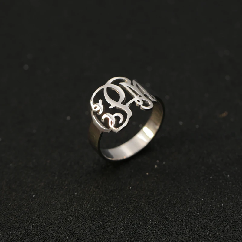 

Custom Name Monogram Ring 925 Solid Silver 3 Initals Fashion Men Ring Personalized Fashion Name Ring Wholesale