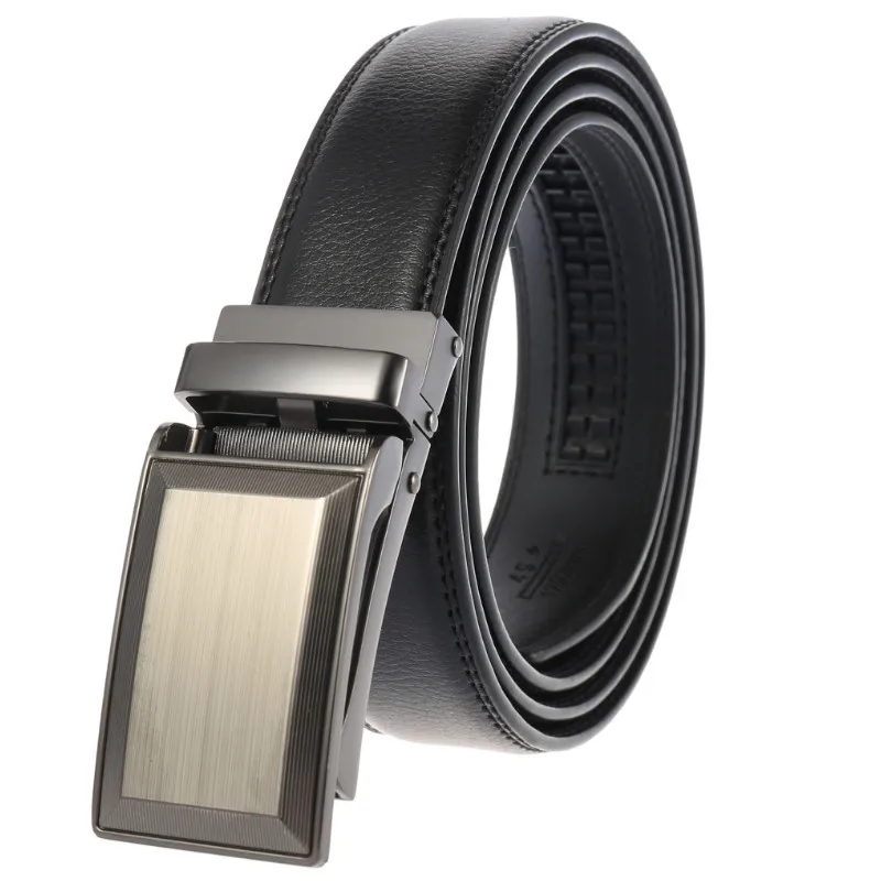 Name brand men's leather metal automatic buckle high quality leather belt leisure business belt LY133-30016-1