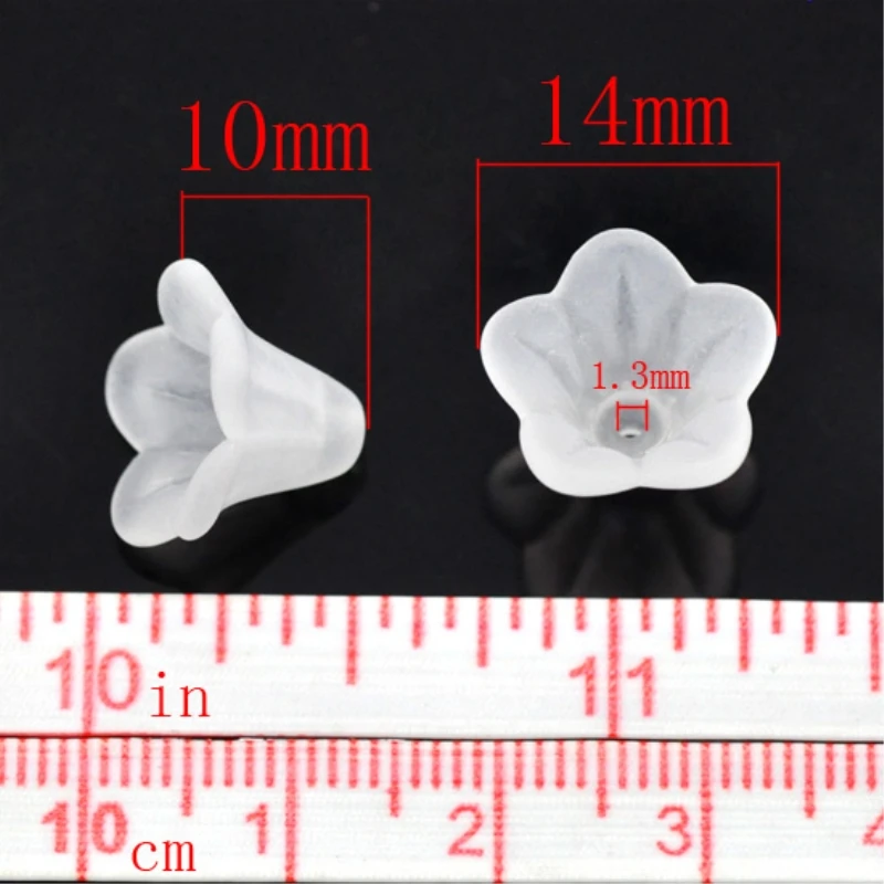 DoreenBeads White Lily Flower Frosted Acrylic Beads 14x10mm, sold per packet of 200(B15307), yiwu