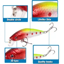 Minnow 70mm 8g Fishing Lure with 3D Eyes #2