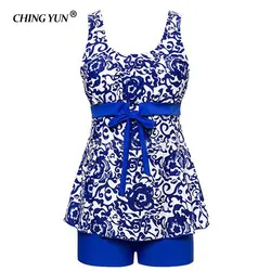 CHINGYUN Sexy printing Bare back vest Skirt Swimwear Women One Piece Swimsuit Beachwear Bathing suit Swimwear dress Plus size