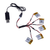 3.7V 100mAh Li-po Battery with 1 In 5 Charging Cable + USB Charger Cable For Cheerson CX-10 Hubsan H111 RC Quadcopter