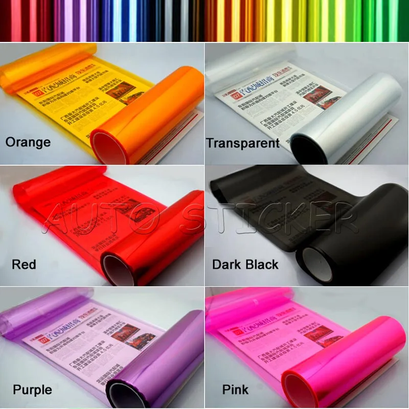 Hot Sales 12 Colors 30cm *10m Auto Car Light Headlight Taillight Tint Vinyl Film Sticker Easy To Stick The Whole Car