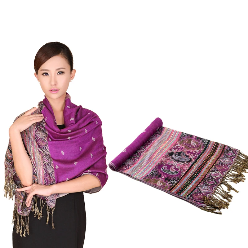 

New Arrived Shawl Fashion Scarf Women Reversal Double-Sides Fancy Paisley Women Fine Tassel Pashmina Shawl Scarf Warm Bee
