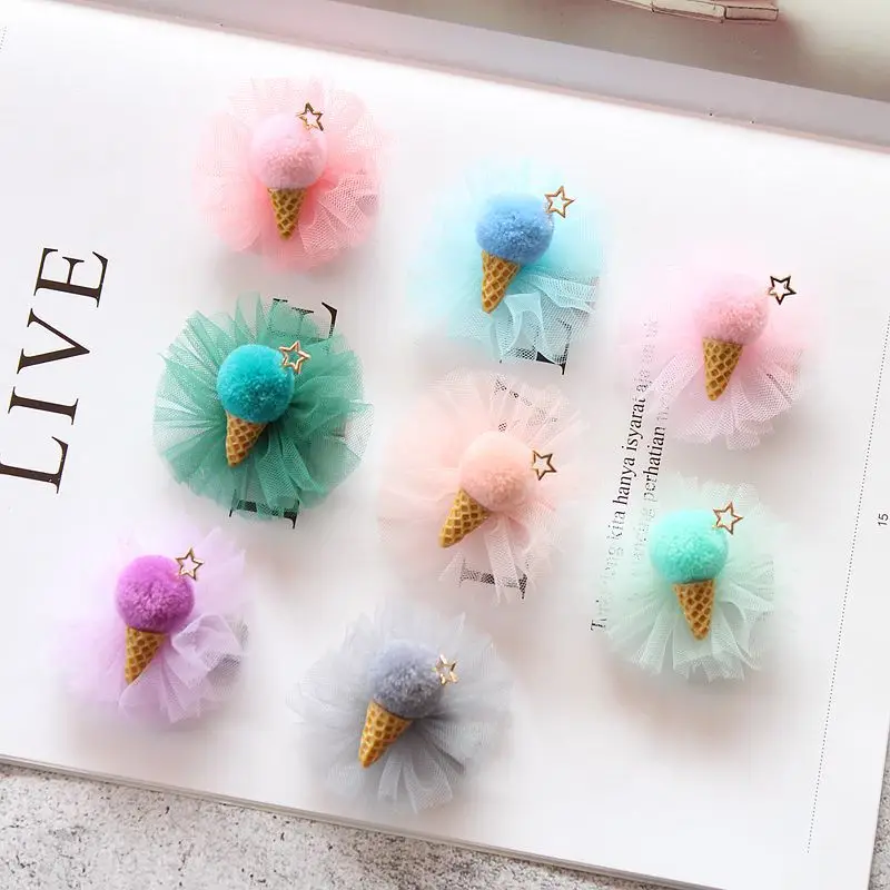 

Boutique ins 24pcs Fashion Cute Star Pom Pom Icecream Hairpins Solid Lace Floral Hair Clips Princess Headwear Hair Accessories