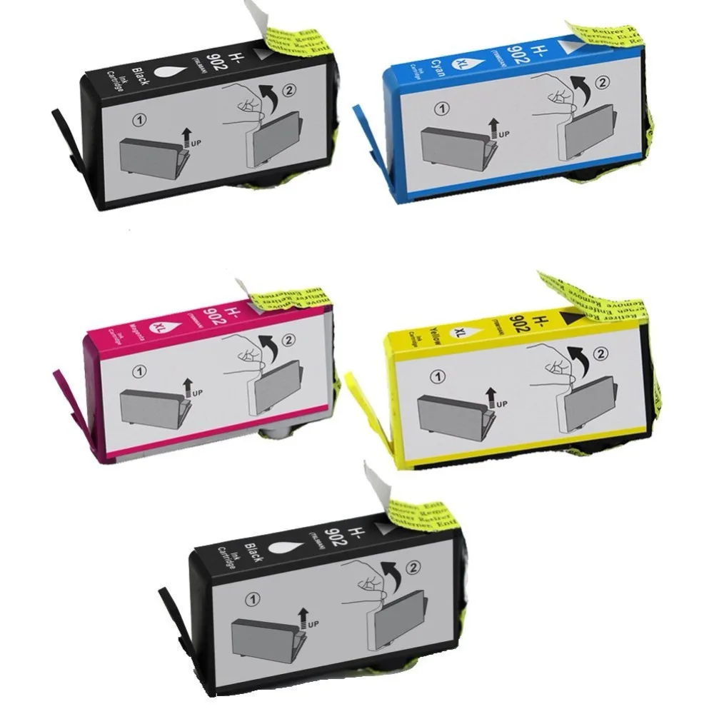 5 Pack Compatible For HP 902 902XL Ink Cartridges for HP OfficeJe 6968 6978 6970 6975 6951 6954 Printer