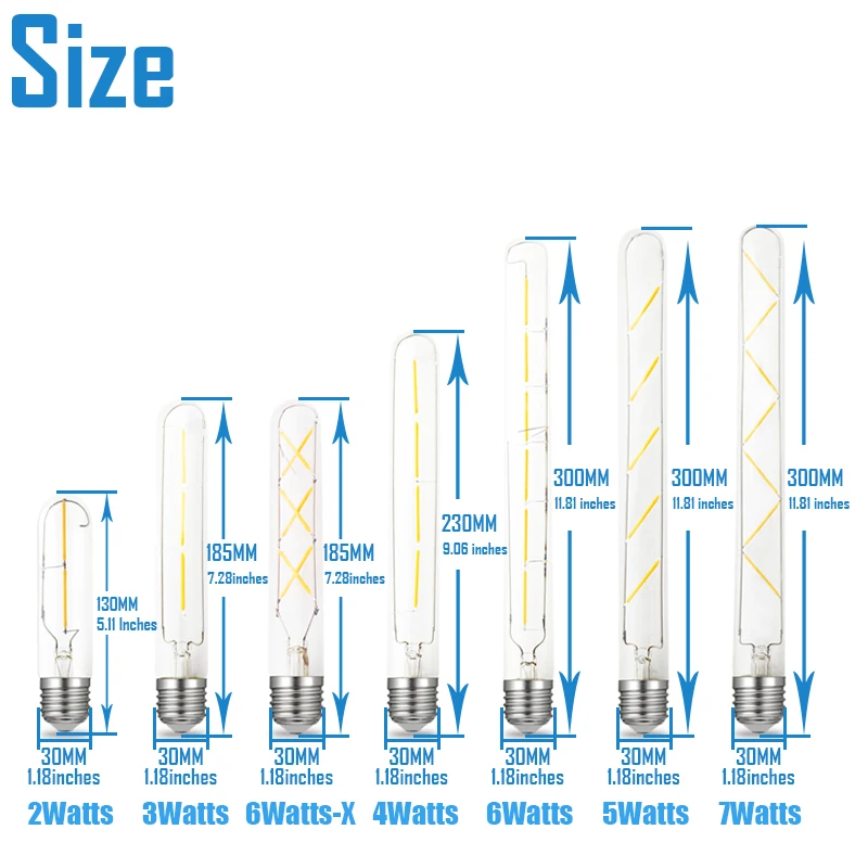 JCking-bombillas de filamento de tubo Led T30, 2W, 3W, 4W, 6W, 7W, E27/E26, 110V, 220V, lámpara Retro Vintage para iluminación de candelabro