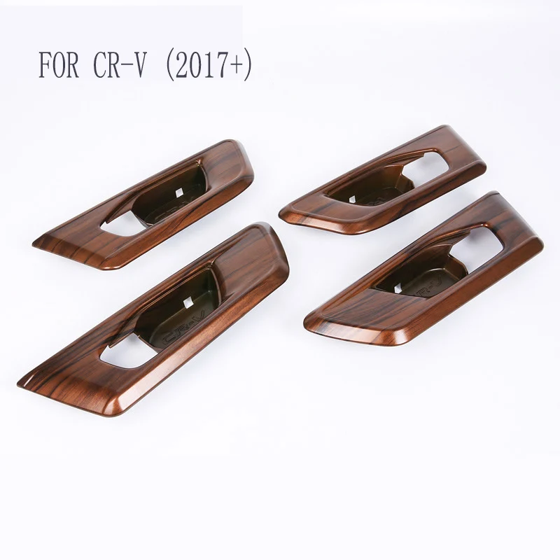 

For Honda CRV CR-V 2017 Auto Door Handle Bowl Cover Trim Frame Overlays 4 Pcs/set ABS Peach Wood Style Moldings Car Styling