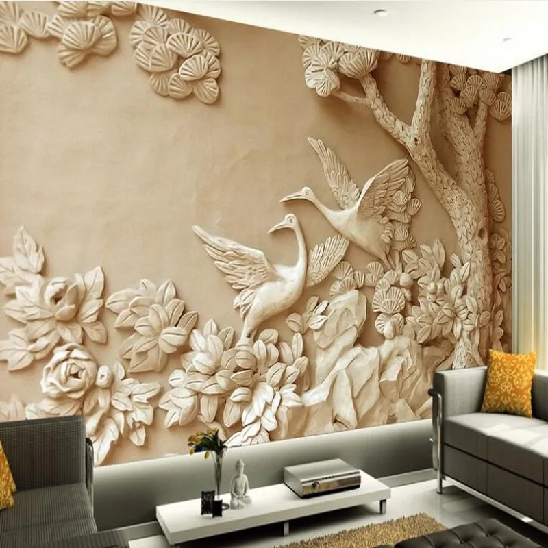 

wellyu Custom large - scale mural relief relief tree three - dimensional murals TV backdrop wallpaper papel de parede