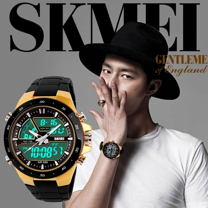 SKMEI Hombres Deportes Relojes Hombre Reloj 5ATM Buceo Nado Moda Multifuncional Digital Reloj Militar del relogio masculino