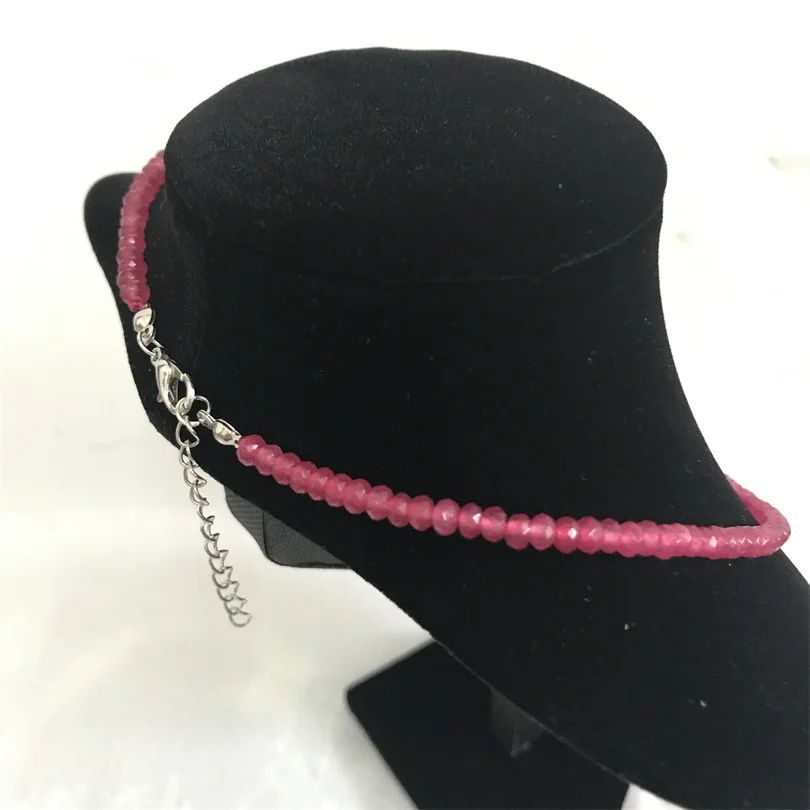 5*8MM Faceted Rose Red Vintage Natural Stone Jewelry Noble Elegant Exquisite Beaded Chain Choker Necklace Collier