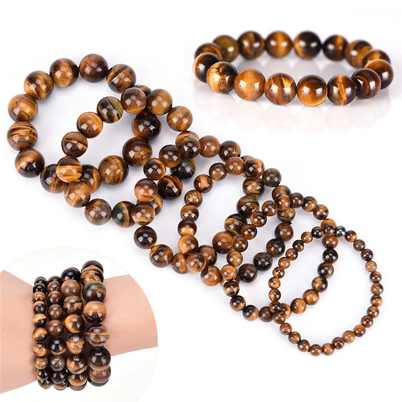 Tiger Eyes bracelet pulseras mujer Men Women 6mm 8mm 10mm 12mm 14mm 16mm 2017 Natural Stone bead Buddha Bracelets