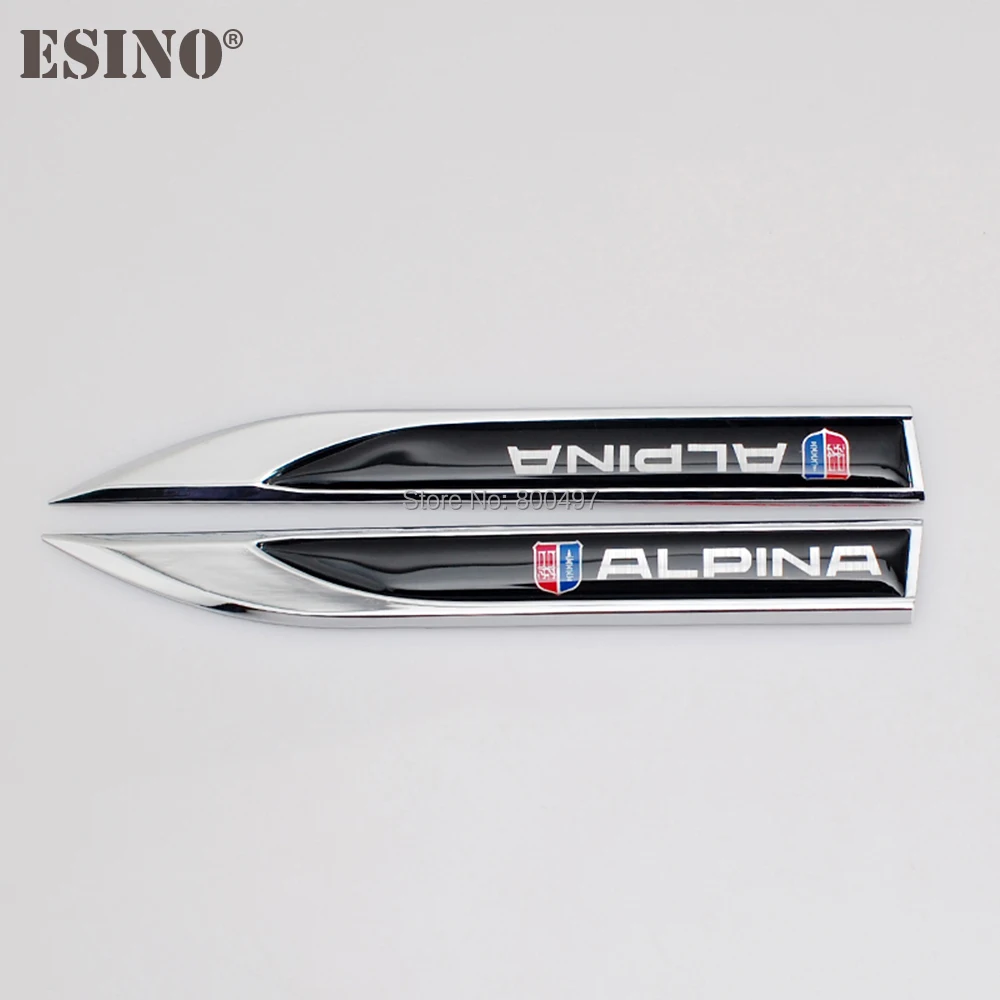 2 x Car Body Fender Side Metal Chrome Zinc Alloy Knife Side 3D Emblems Badge Sticker Decals For Alpina B5 B6 B7 D3 D4 D5 XD3 XD4