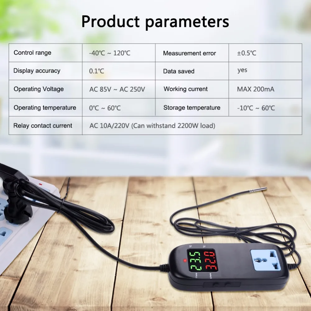 MH2000 AC90V~ 250V LED Digital Intelligent Electronic Temperature Controller Electronic Thermostat With Socket