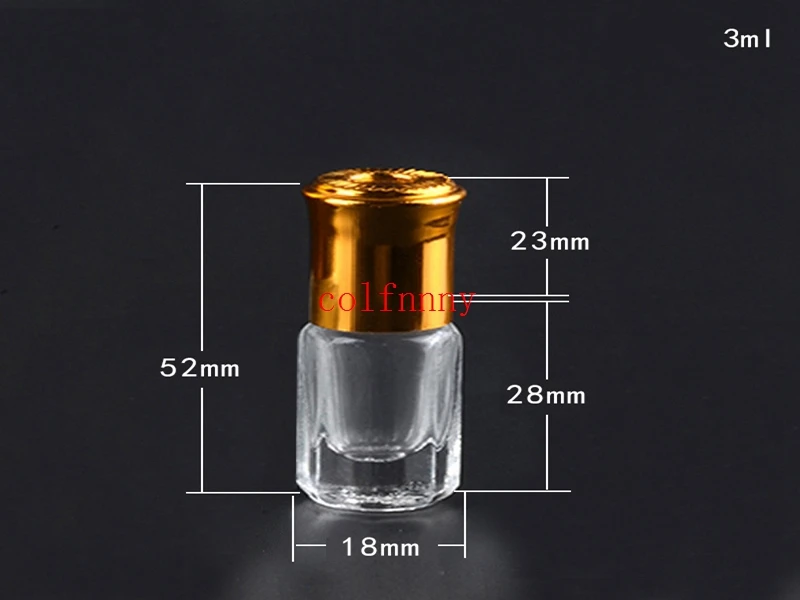 3ml 6ml 10ml 12ml garrafa de vidro octagonal com tampa de ouro, rolo na garrafa, frascos de rolo de perfume, embalagem de óleo essencial