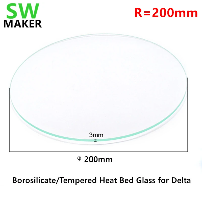 

Round 200mm Borosilicate Glass plate 3mm thickness for Rostock delta Kossel orion 3D printer Perfectly flat surface