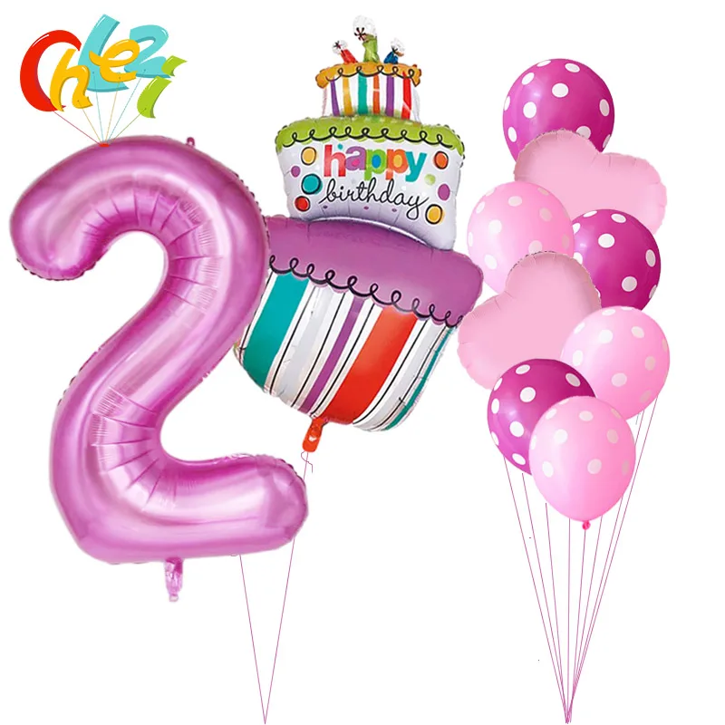 10pcs 40Inch Number 1 2 3 4 5 Foil Balloons Baby Shower 1st Birthday Party Decor Supplies Boy Girl Ball 2.8g Latex Helium Globos