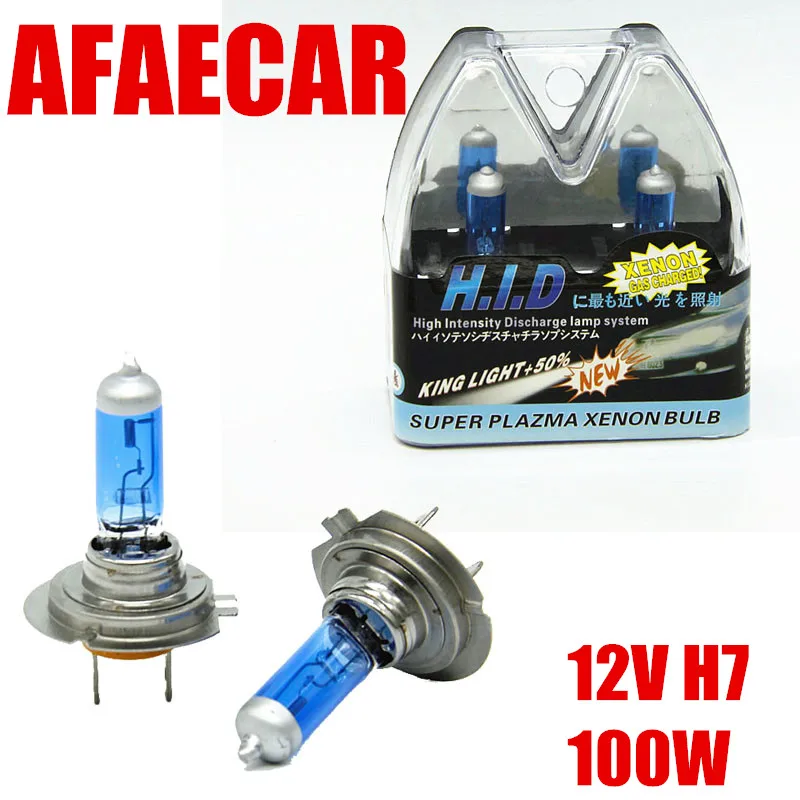 AFAECAR H7 Headlight Bulb Halogen Xenon Filled Super white Bright 100W H7 Fog Light