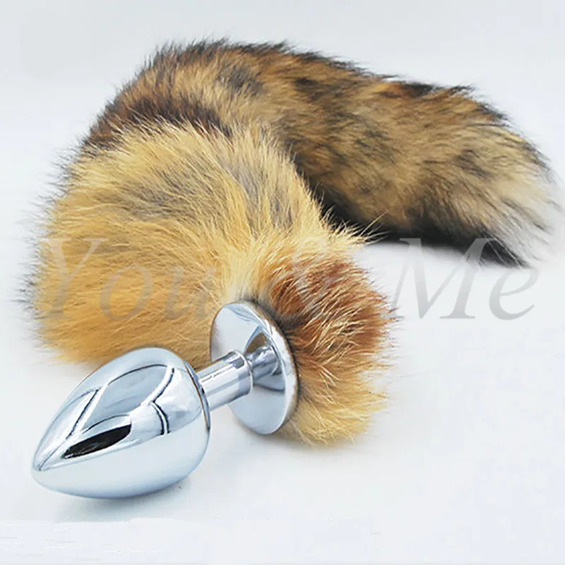 New Big Anal plug fox tail Stainless steel butt plug cat tail anal plug fox tail cosplay anal sex toys metal butt plug dog tail