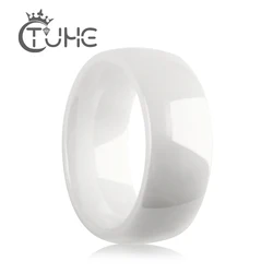 8MM Width Smooth Men Rings Comefor Fit White Ceramic Rings For Women Men Wedding Party Anniversary Jewelry Wholesale