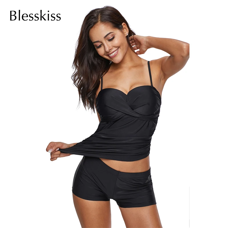 Plus Size Tankini Swimsuits Women 2023 Push Up Bathing Suit High Waist 2 Piece Swimwear With Shorts Swimming Suit For Bikini 4XL