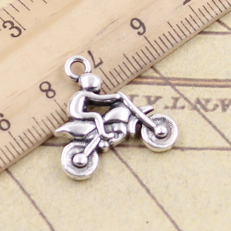 10pcs Charms Motorcycle Motorcross 21x21mm Tibetan Bronze Silver Color Pendants Antique Jewelry Making DIY Handmade Craft