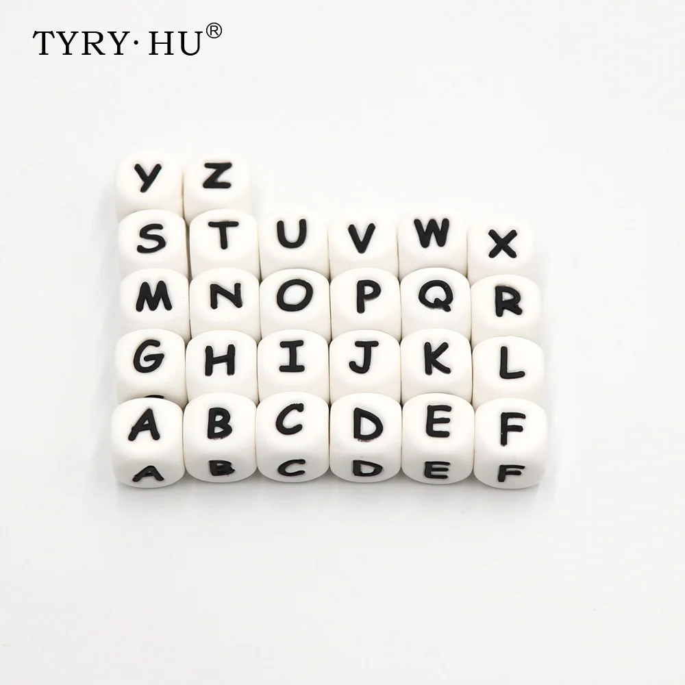 

TYRY.HU 26 шт. 12 мм Силиконовые буквы алфавита для прорезывания зубов силиконовые бусины для индивидуального имени Decklace DIY силиконовые буквы