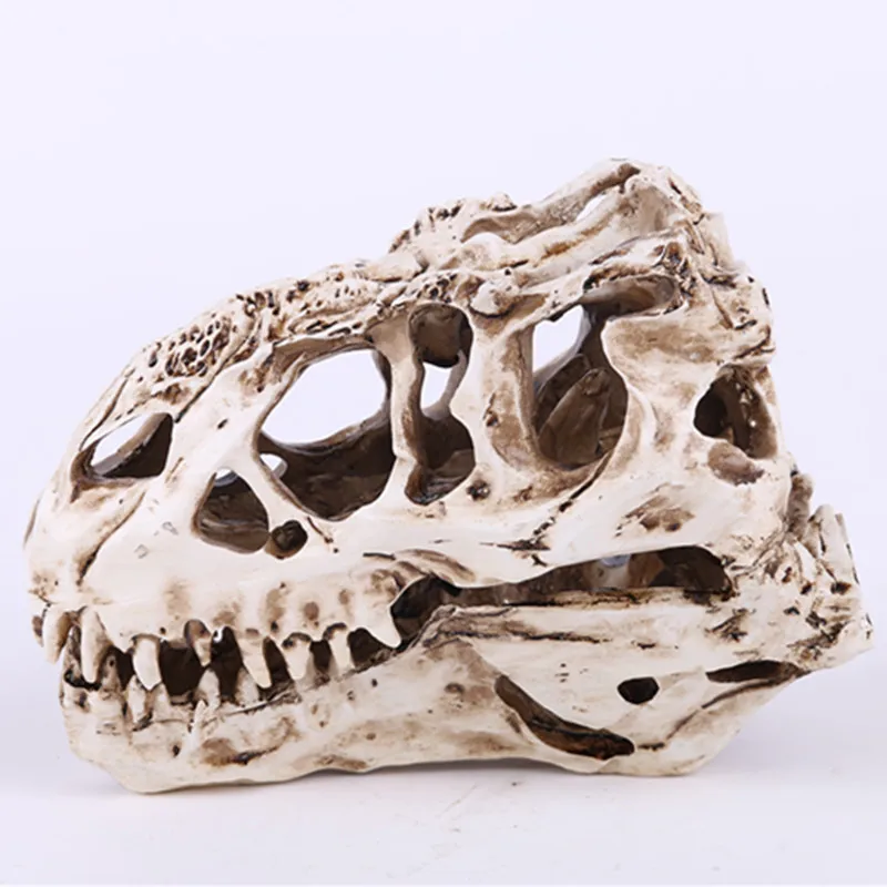 Resin Dinosaur Skull Model Tyrannosaurus Rex Skeleton Head Figurine Sculpture Crafts Halloween Home Animal Statues Decoration