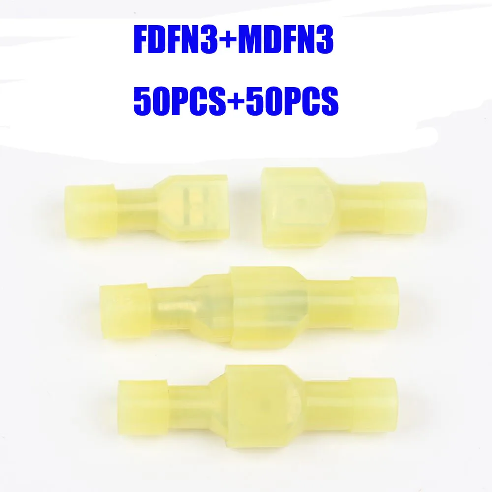 NEW FDFN5.5-250 MDFN5.5-250 transparent yellow Fully Insulated Spade Electrical Crimp Connector Hot