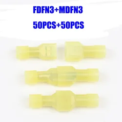 新しい FDFN5.5-250 MDFN5.5-250 透明黄色完全絶縁スペード電気圧着コネクタホット