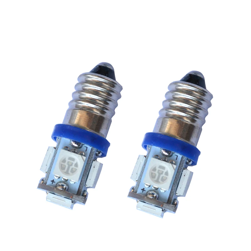 

10pcs Pure white Red Blue Yellow GreenAC 6V E10 5 SMD 5050 LED 5smd 5led Screw bulb Warning signal bulb Instrumentation 6.3V