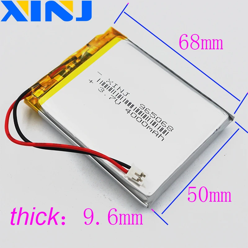 3.7V 4000 mAh 14.8Wh 965068 Polymer Rechargeable Li Lithium Lipo Battery JST-PH 2.0mm For GPS PDA Phone PDF Power Bank Tablet PC