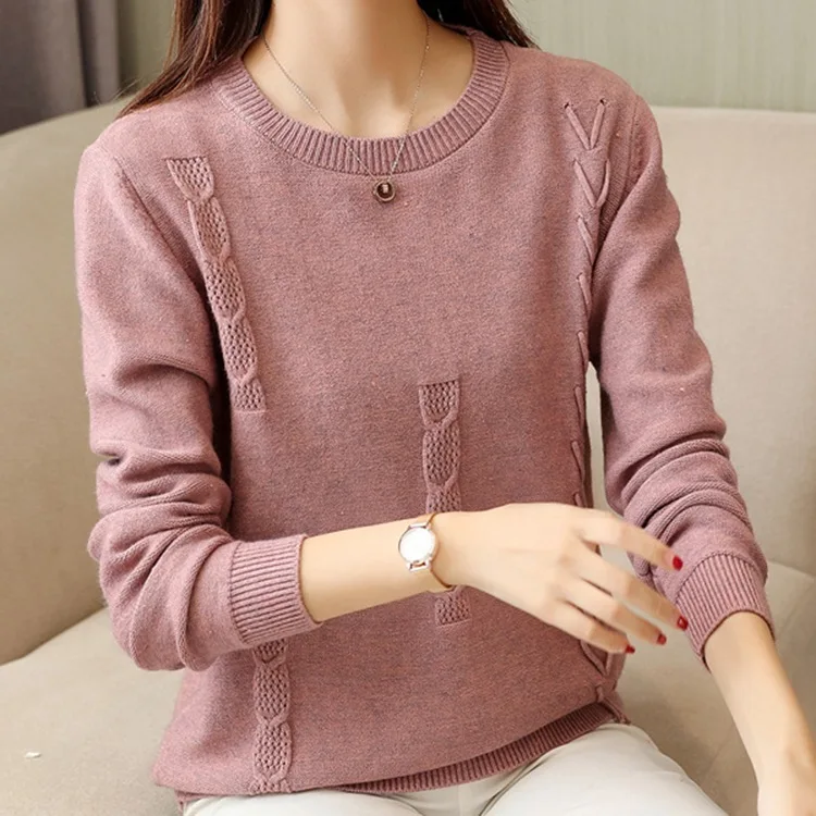 

Girls Long Sleeve Sweaters Knitted Coat Round Collar Loose Coat Knitting Wear Pullover Clothes Womens Sweaters B9699