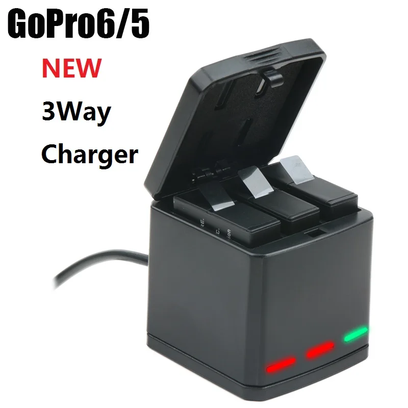 3-Way Battery Charger LED Charging Box Carry Case Battery Housing For GoPro Hero 8 7 6 5 Black Decoding Accessories Battery Case