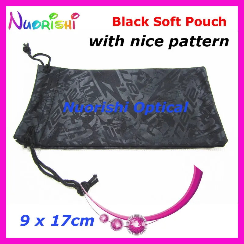 

20pcs Quality Microfibre Black With Nice Pattern Double Drawstring MP4 Glasses Sunglass Soft Case Bag Pouch CP039 Free Shippin