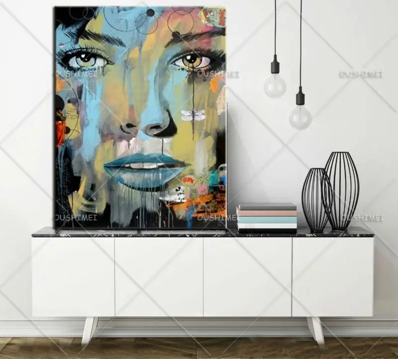 handmade oil painting  modern man woman portrait paintings face Painting  for wall decor oil painting stretcher for modern house