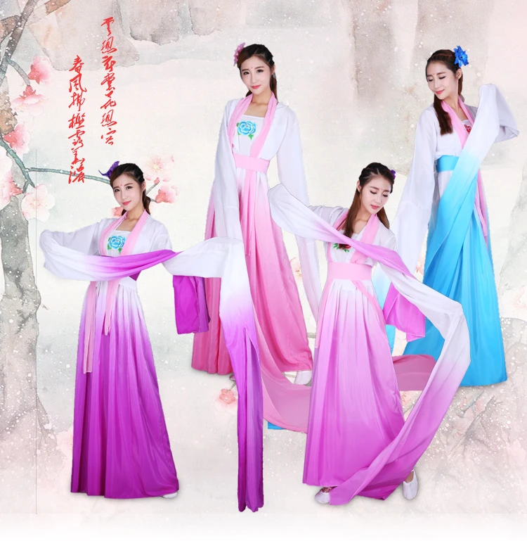 Klassisches chinesisches Kleid Ärmel Tanz Performance Kleid weibliches chinesisches Stil altes Mädchen Tanz kleid Ärmel Tanz Bühne Kostüm