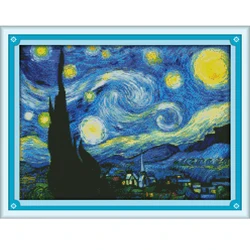 La Notte Stellata di Van Gogh Cucito FAI DA TE Ricamo Pittura scenery design Pattern Decorazione Della Casa