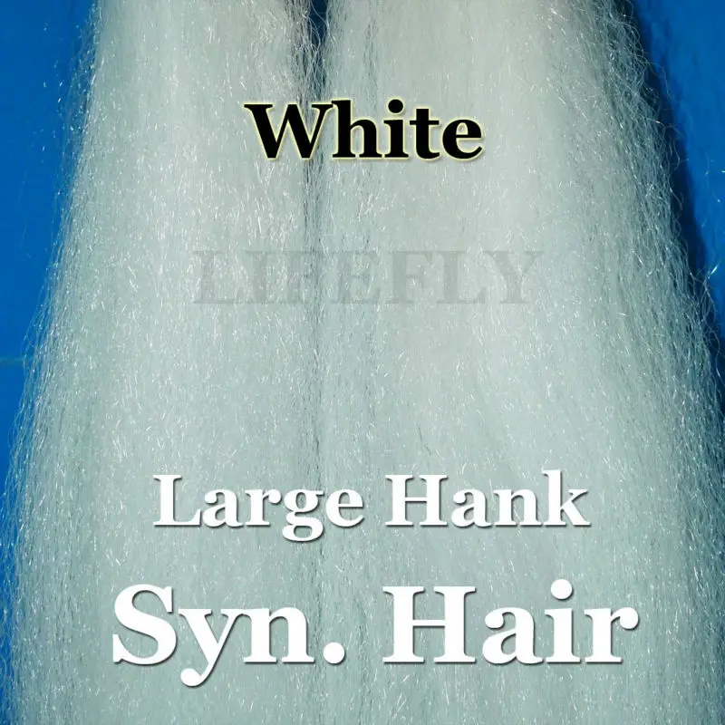 White Color / Large Hank of Synthetic Hair, Super Hair, Syn. Fibre, Fly Tying, Bucktail Jig, Lure Making