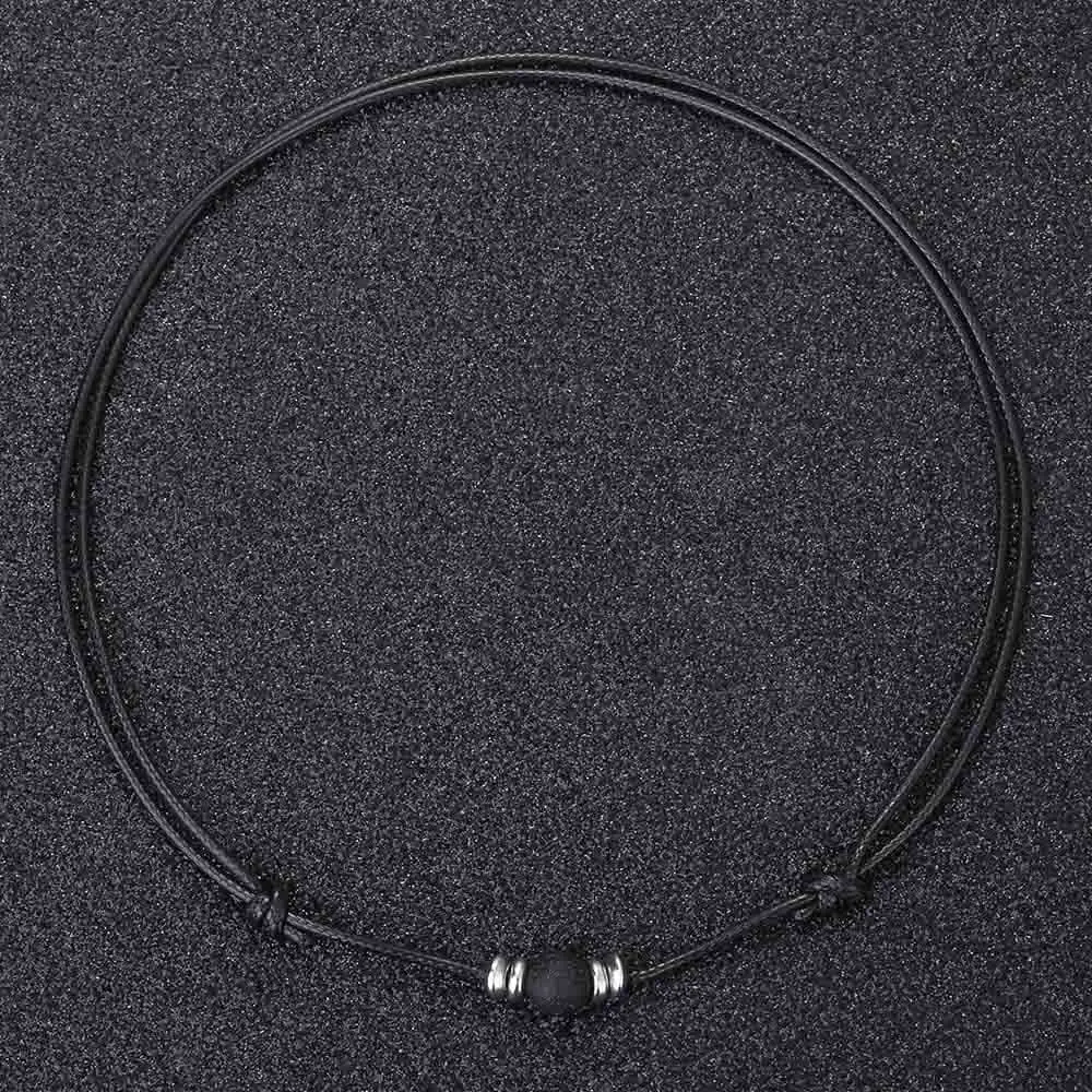 1.5mm Lava Rock Stone Choker Necklace Handmade Leather Chain Adjustable Length Mens Womens 8mm 10mm Wholesale Jewelry DNM18