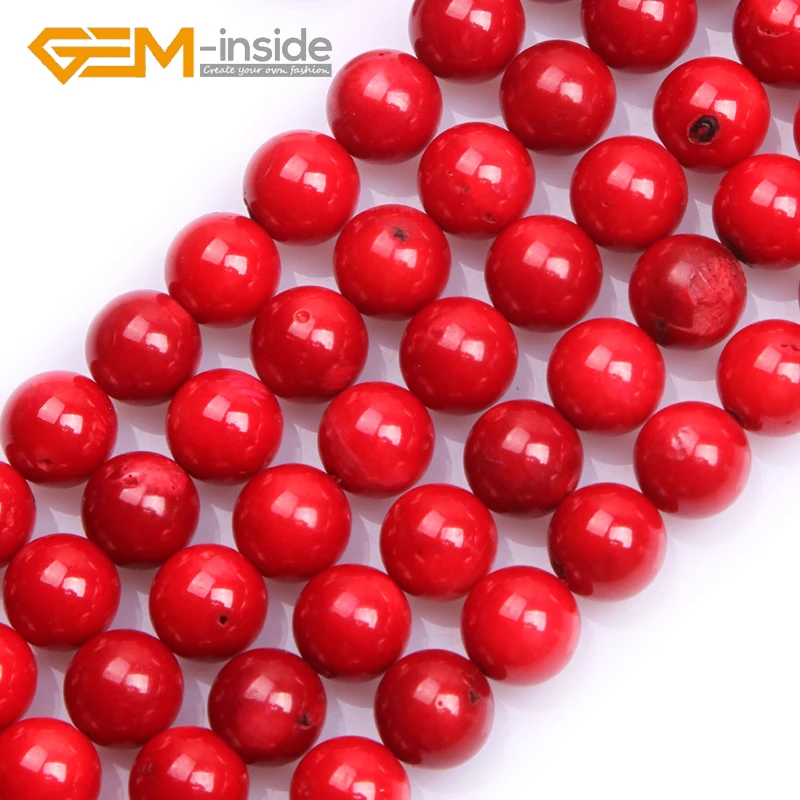 Round Dyed Red Coral Beads A Grade: 4mm to 11mm  DIY Loose Beads For Jewelry Making Bead Strand 15 Inches Wholesale