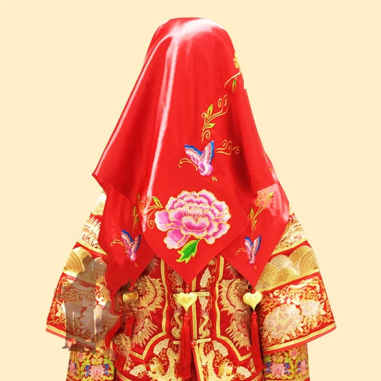 10 designs Ancient Chinese Wedding Bride Red Head Veil and Xi Cheng Hanfu Accessory Wedding Props Accessories